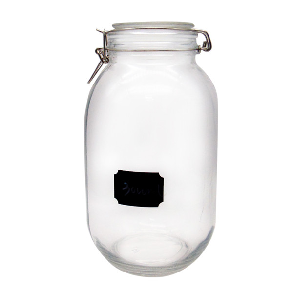 3L Glass Storage Jar With Glass Lid Stainless Steel Clip - LED Industrial Storage