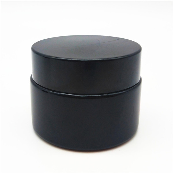 MBK 30ml 1oz Black Glass Cream Glass Jar with ABS Lid - Menbank