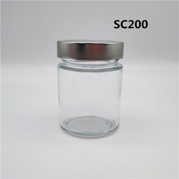 7OZ Clear Glass Ergo Food Jar with Metal Lug Cap - LED Accessory Jar